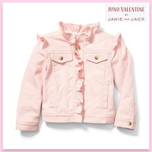 Janie and Jack + Juno Valentine Pink Ruffled Denim Jacket Limited Edition 18-24M